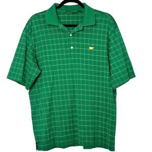 Masters Tournament Amen Corner Green Windowpane Check Golf Polo Shirt Medium